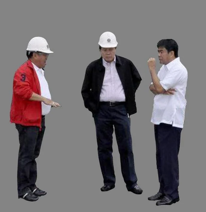 Floating Filipino Government Officials — Three officials extracted and isolated against neutral gray background.