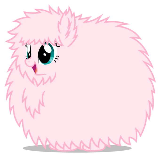 Fluffy Ponies — Pink fluffy pony character with round body and big teal eyes