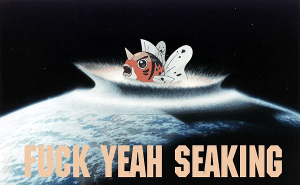 Forced Memes  2 — Dramatic composite of Seaking crashing into Earth with 'FUCK YEAH' text.