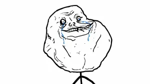 Minimalist illustration of iconic Forever Alone character face.
