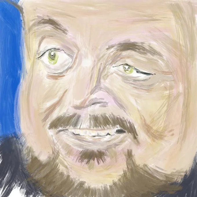 Painted portrait of Forsen making the forsenE smirk