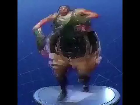Fortnite Default Dance — Fortnite armored character executing default dance on glowing platform.