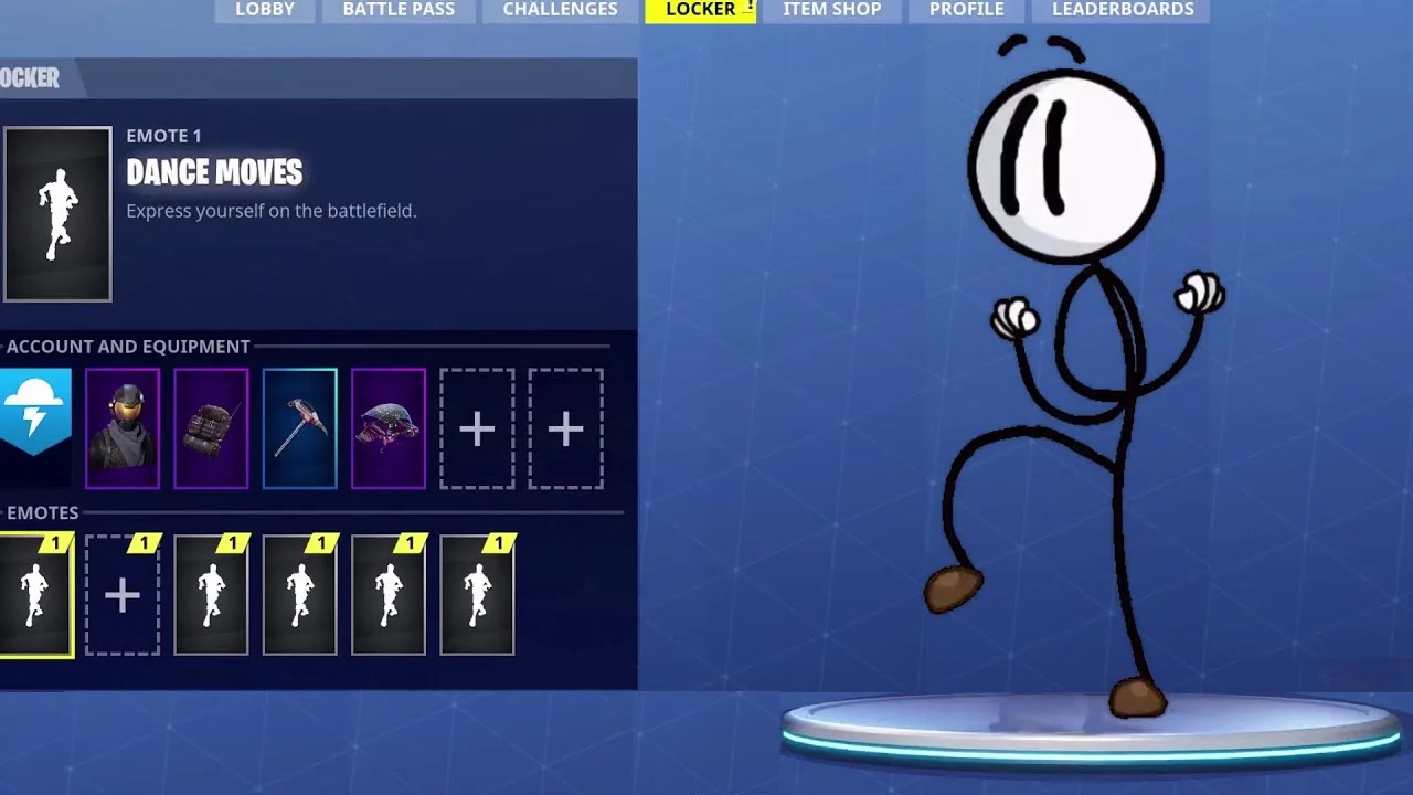 Fortnite Default Dance — Fortnite emote menu collage displaying default dance option.