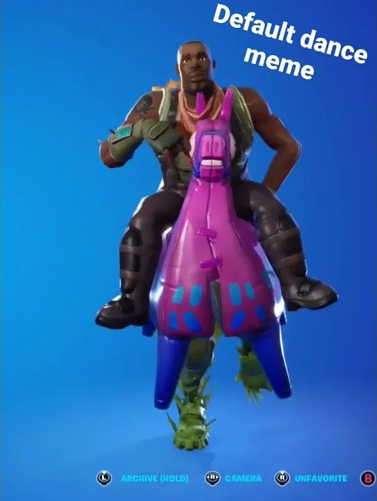 Fortnite Default Dance — Fortnite character dancing in locker interface with menu options.
