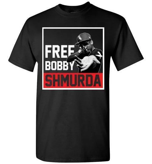 Black t-shirt with 'Free Bobby Shmurda' graphic design