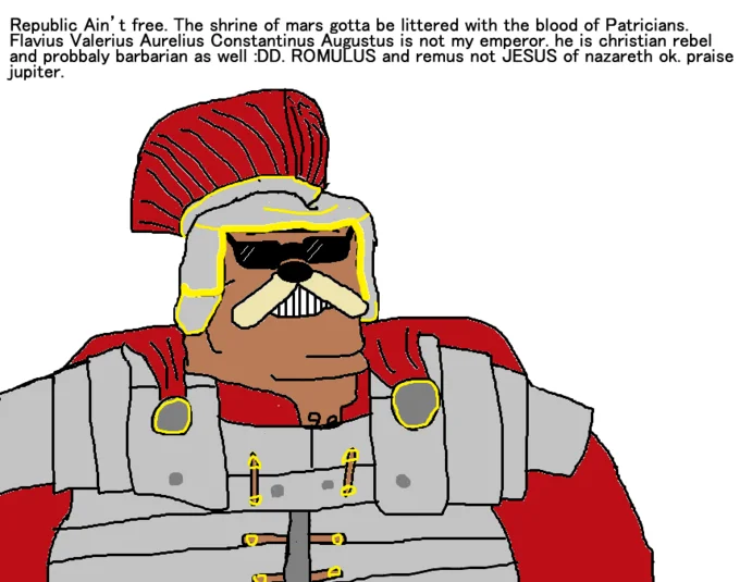 Freedom Ain't Free meme variant depicting a Roman centurion with text about the Republic and Jupiter