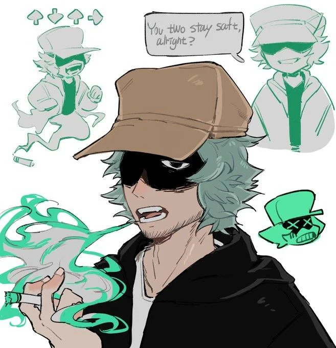 Friday Night Funkin Mods — Garcello FNF mod character fan art with cigarette smoke
