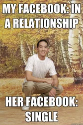 Friend Zone — Man template comparing Facebook relationship claim versus single status.