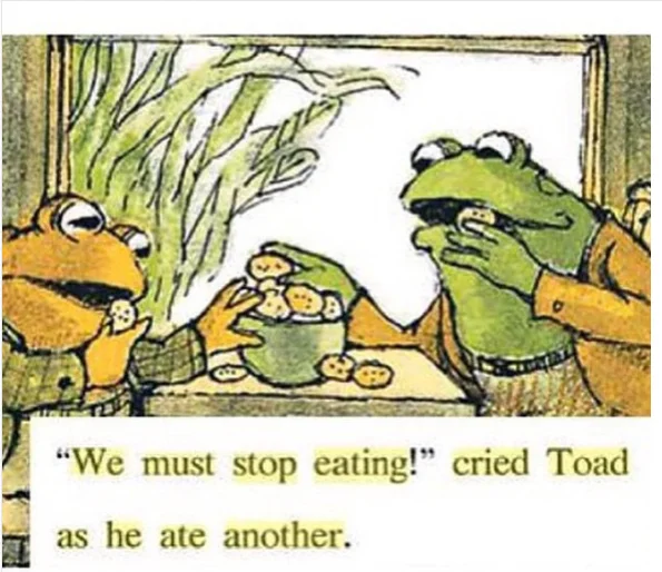 Frog And Toad — Edited Frog image with the text 'We must eat dongs'