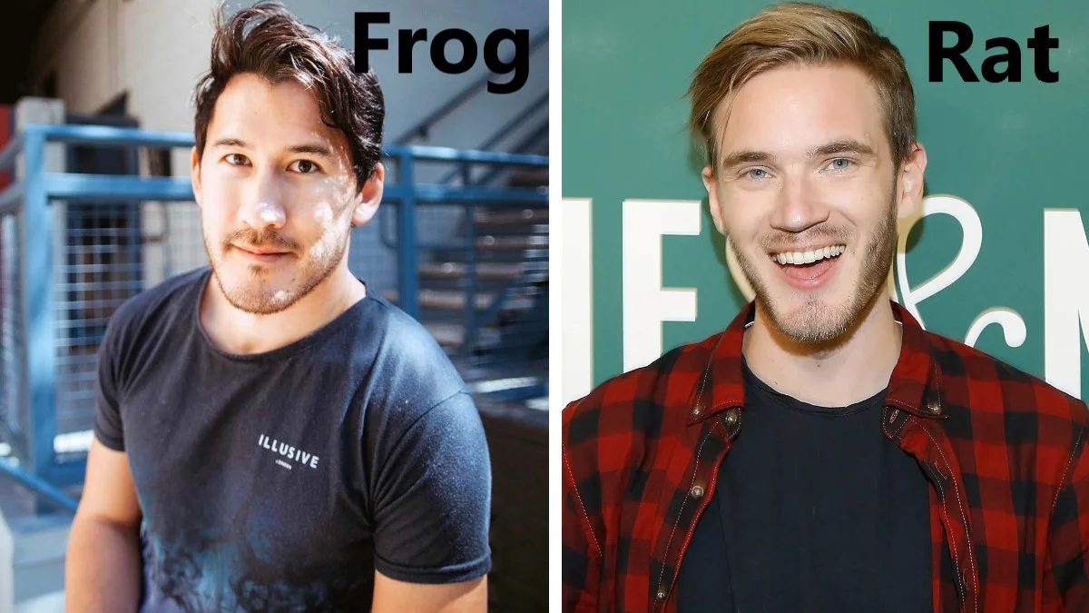 Frog or Rat TikTok Trend — Side-by-side photos of two men labeled 'Frog' on the left and 'Rat' on the right, illustrating the frog or rat face classification