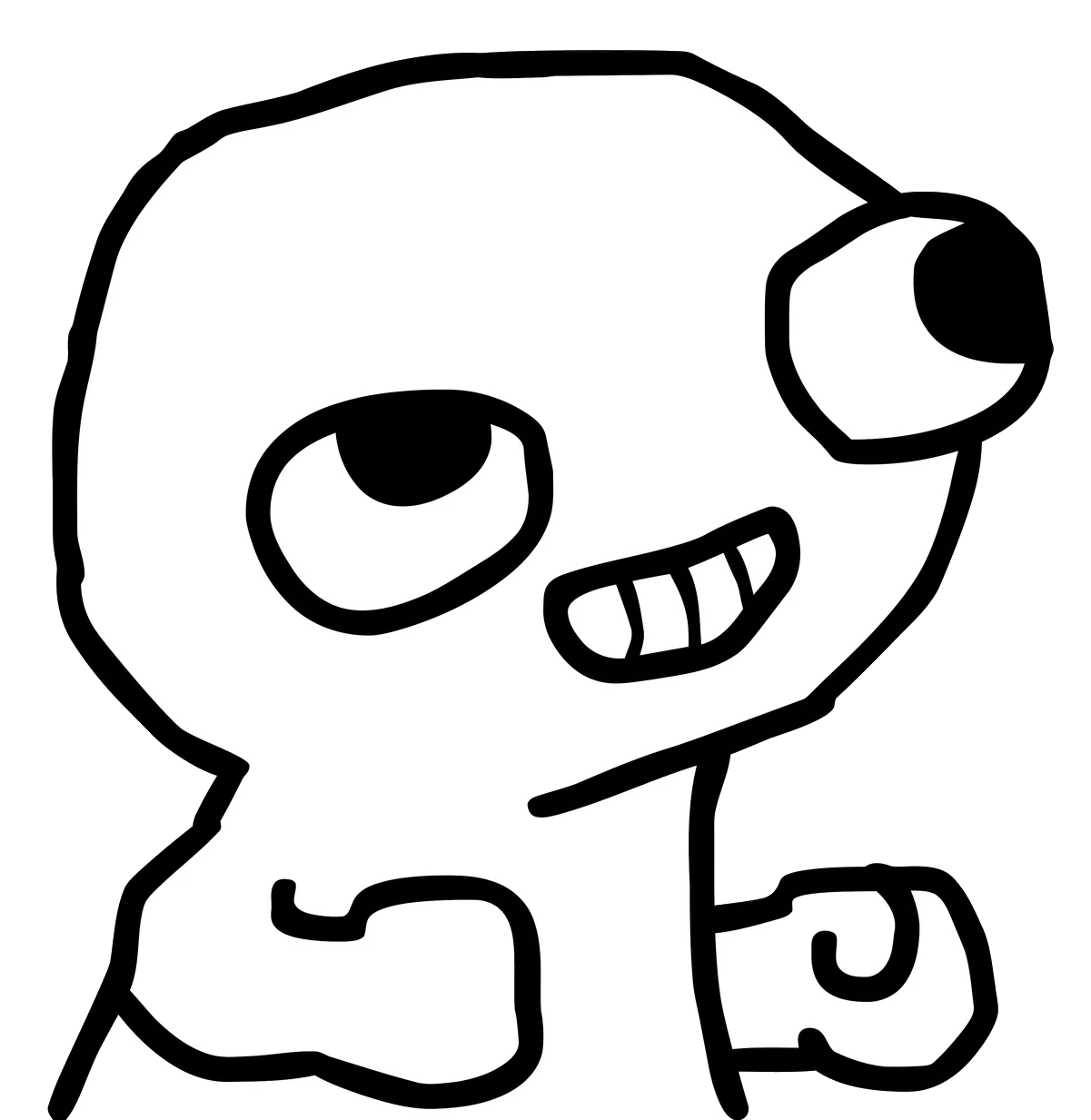 A clean, minimalist line drawing of the Fsjal character with its signature half-lidded expression and wide grinning mouth.