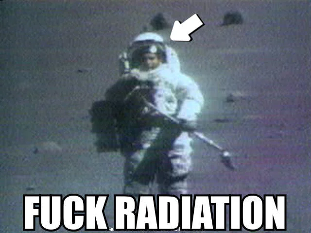 Fuck Logic — Astronaut on the moon with caption Fuck Radiation