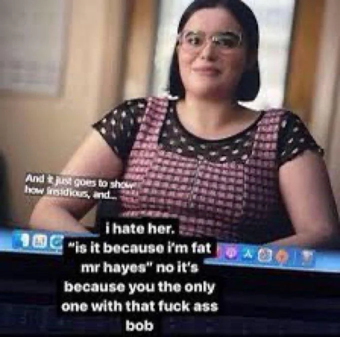 Fuckass — TikTok screenshot with captions mocking a 'fuck ass bob' hairstyle