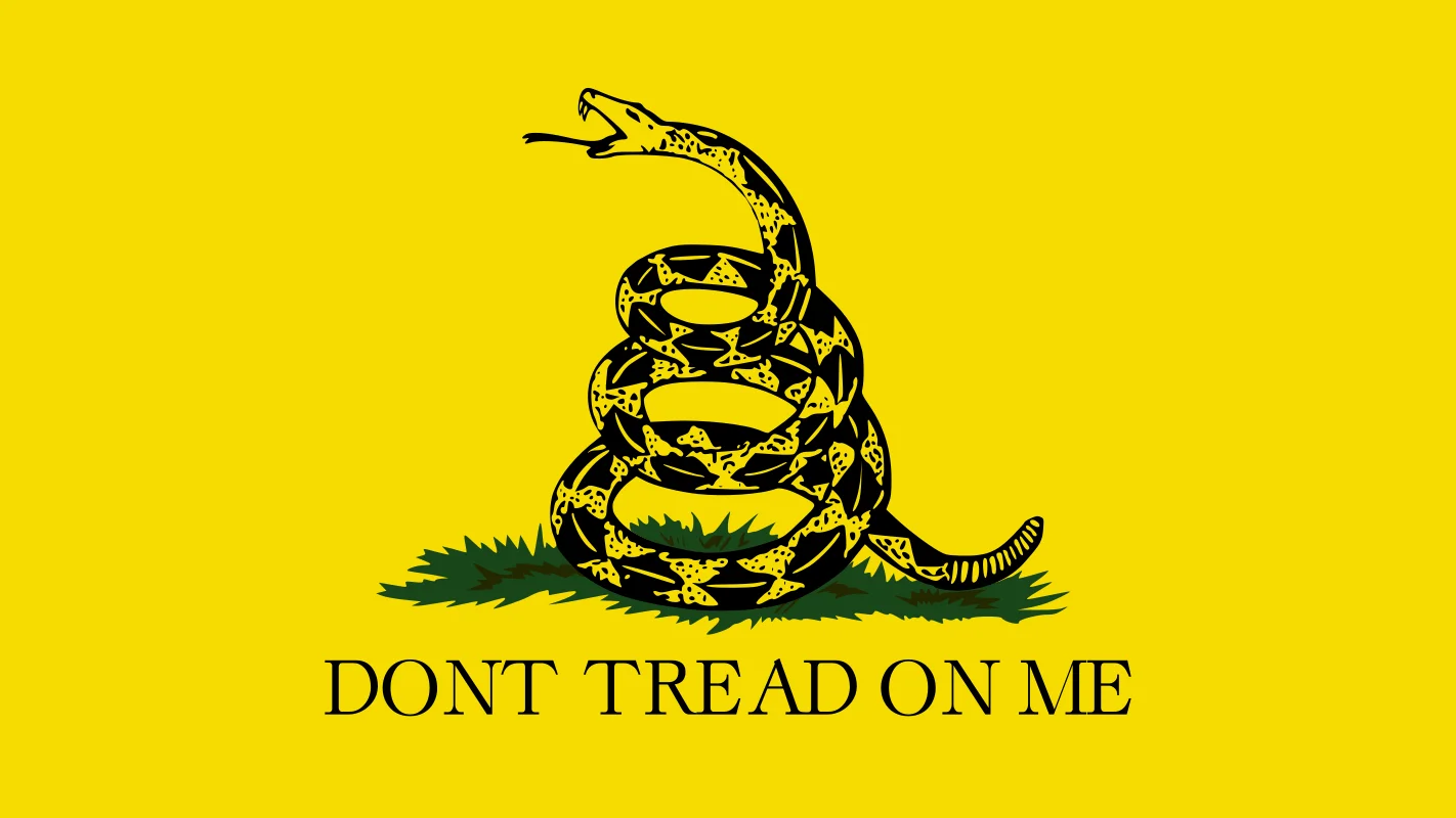 Gadsden Flag Don T Tread On Me — Yellow Gadsden flag with coiled rattlesnake and 'Dont Tread On Me' text.
