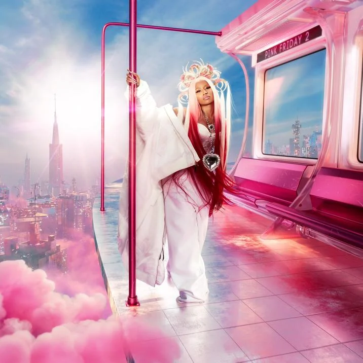 Gag City — Nicki Minaj Pink Friday 2 album cover with pink skyline and futuristic train