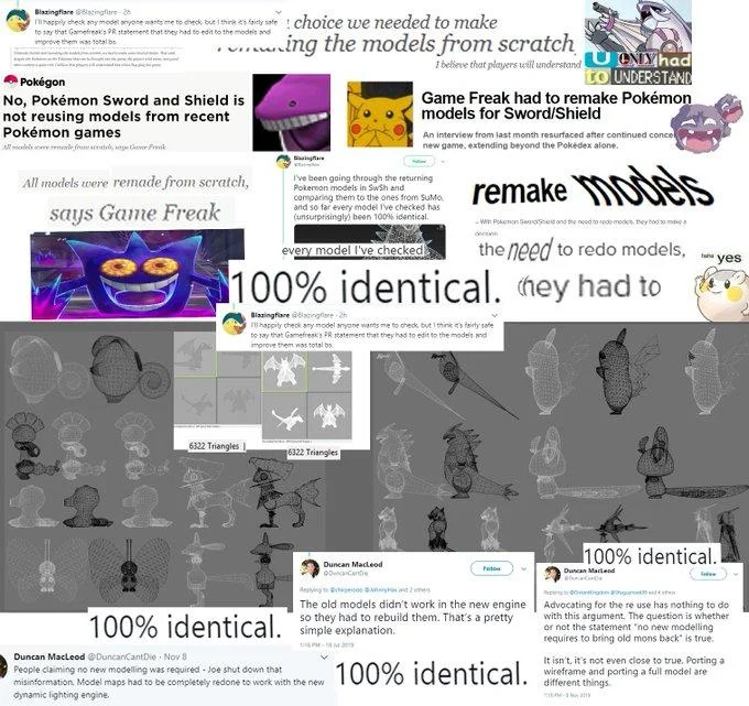 Collage of tweets and wireframes about the GameFreakLied controversy