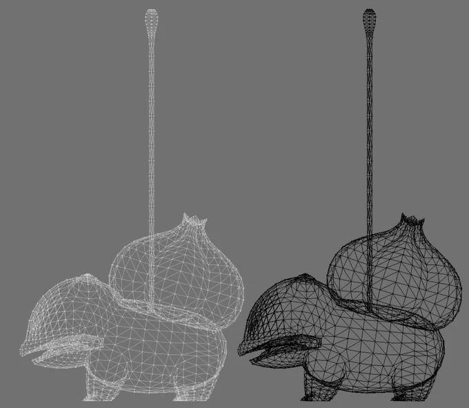 Gamefreaklied — Wireframe comparison of two Wooloo Pokemon 3D models