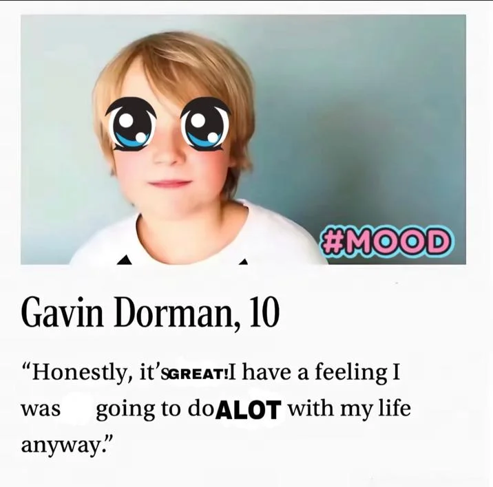 Gavin Dorman, 10 — Edited Gavin Dorman card with anime eyes and altered optimistic quote