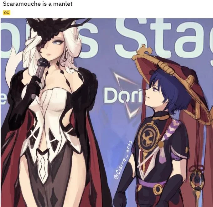 Genshin Impact Memes — Genshin Impact Scaramouche character with height joke caption