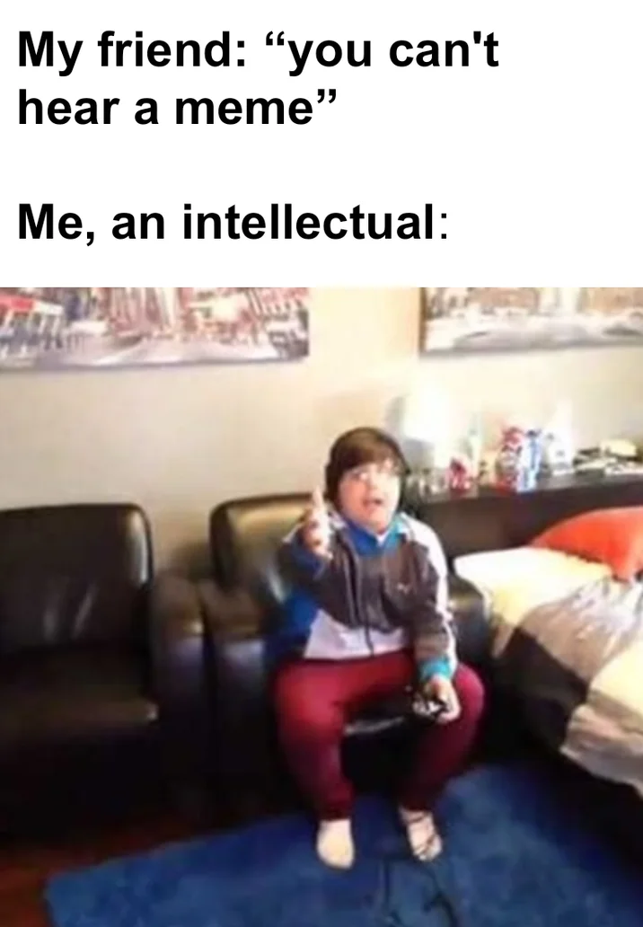 Get the Fuck Out of My Room, I'm Playing Minecraft — Meme pairing 'you can't hear a meme' text with the angry Minecraft kid screenshot
