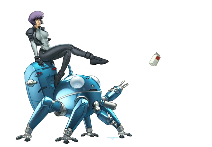 Ghost In The Shell — Blue redesigned Tachikoma/Fuchikoma spider tank robot fan art.