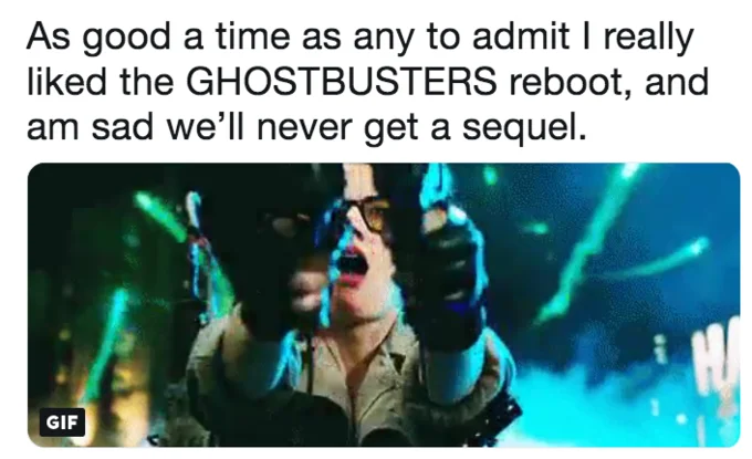 Ghostbusters — Jason Reitman tweet reading 'Finally got the keys to the car. #GB20' with an Entertainment Weekly link.