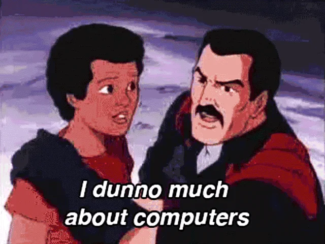 Gi Joe Psas — G.I. Joe PSA parody GIF captioned 'I dunno much about computers'