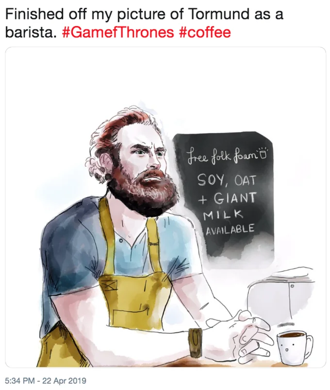 Giants Milk — Fan art of Tormund as barista with giant's milk menu
