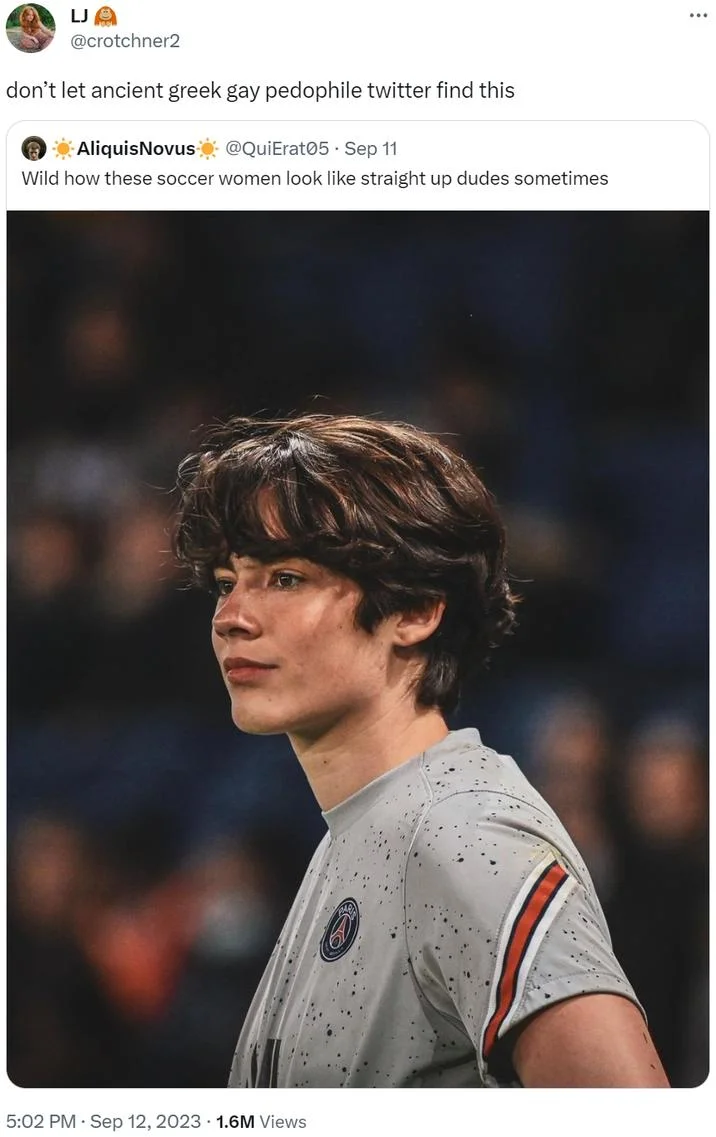 Gio Scotti Ancient Greek Towel Boy — Tweet by crotchner2 joking that ancient Greek twitter would find a soccer player's photo