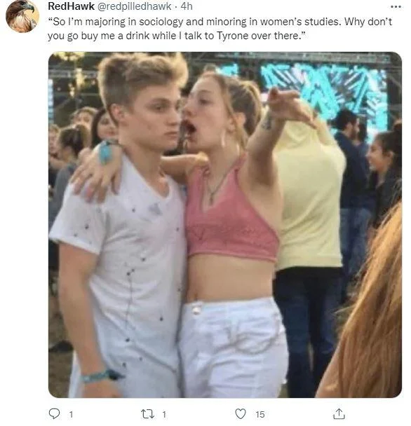 Twitter post using the girl explaining meme with sociology major joke.