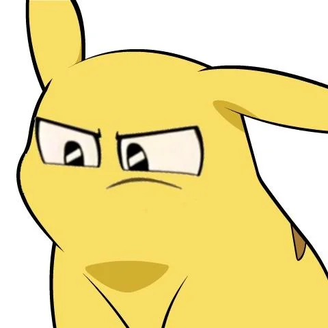 Give Pikachu A Face — Pikachu with grumpy narrowed eyes and a frown