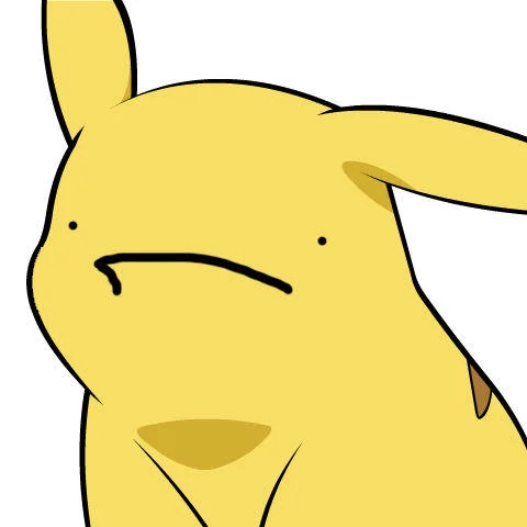 Give Pikachu A Face — Pikachu with minimalist dot eyes and a straight-line unimpressed mouth