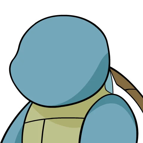 Give Squirtle A Face — Faceless blue Squirtle Pokémon template with blank head
