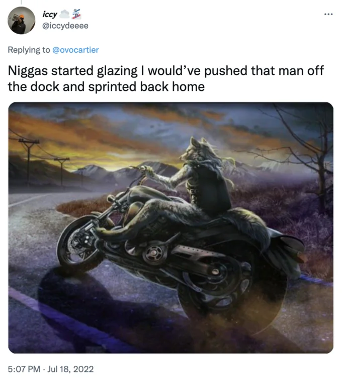 Glazing Slang — Tweet joking about pushing a glazer off a dock