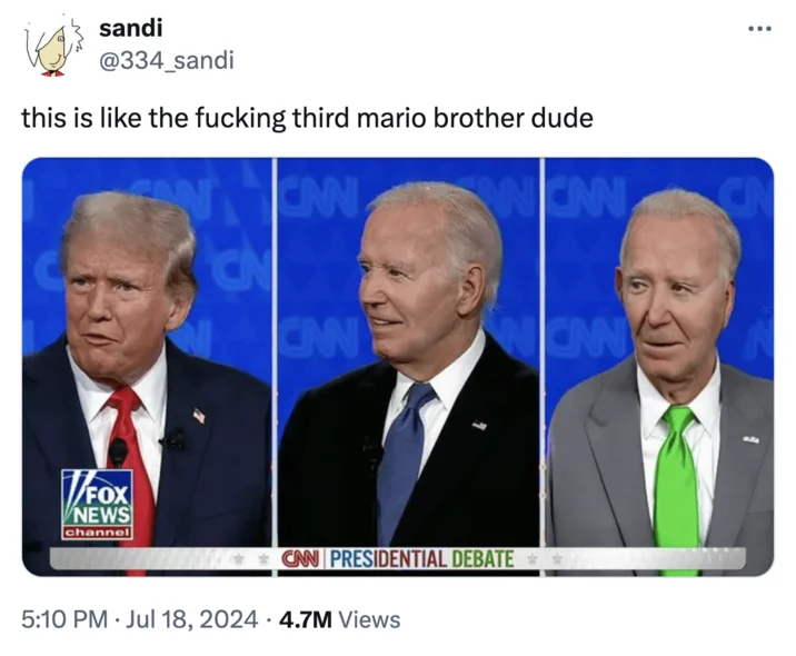 Gleeks Candidate Godfrey G Golden — Tweet by sandi comparing the third Gleeks candidate to a Mario brother