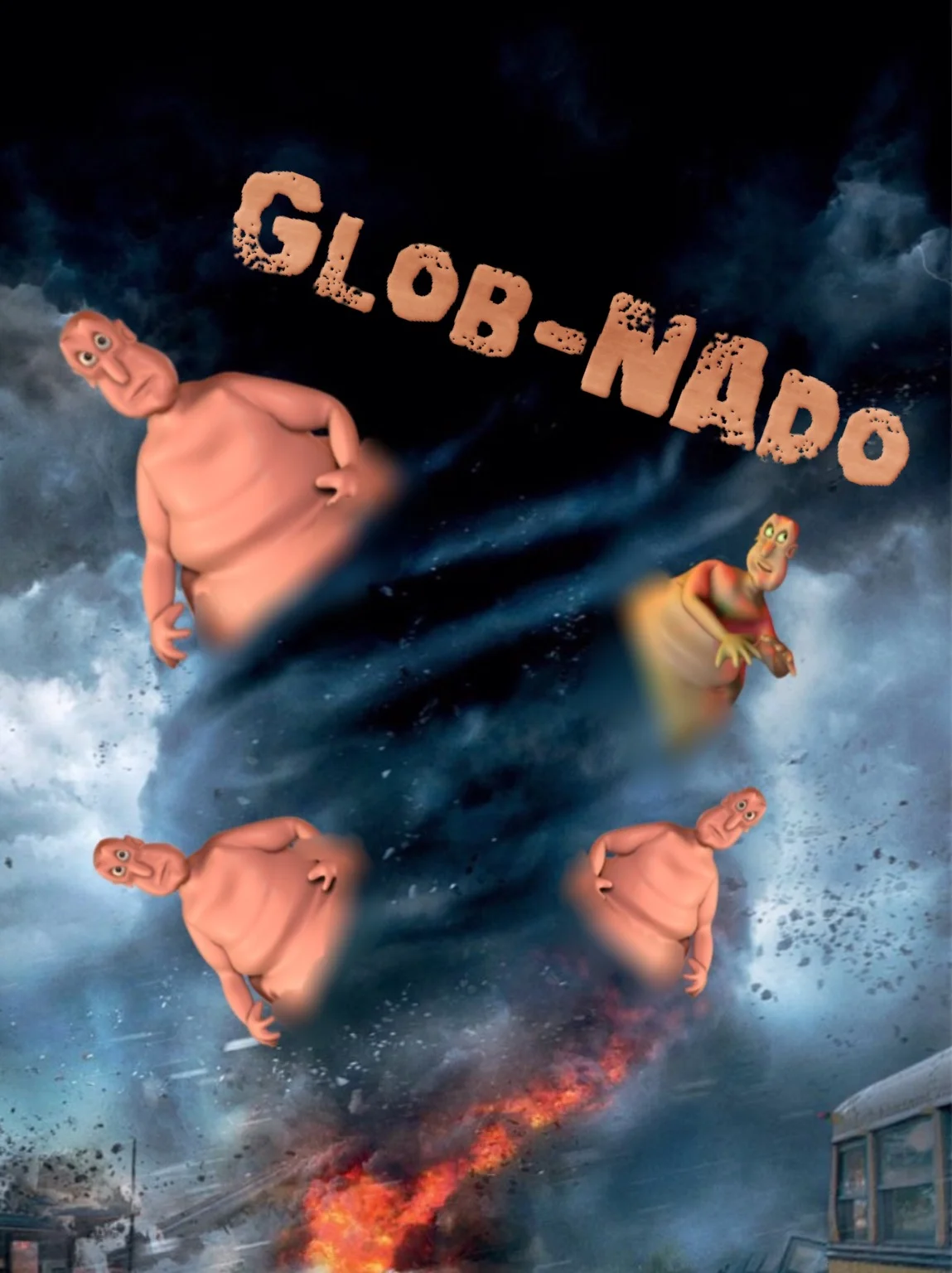 Glob-Nado parody poster with Globglogabgalab characters in tornado