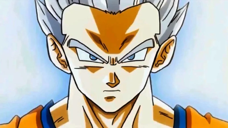 White-haired Gohan Blanco anime portrait with orange gi