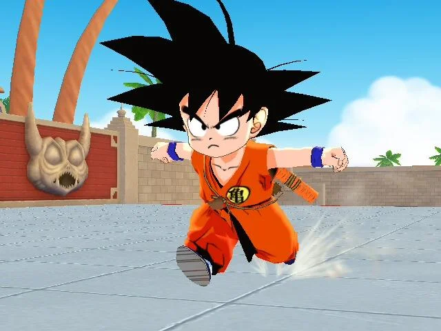 Goku In Super Smash Bros — Kid Goku running across a Super Smash Bros. style outdoor stage