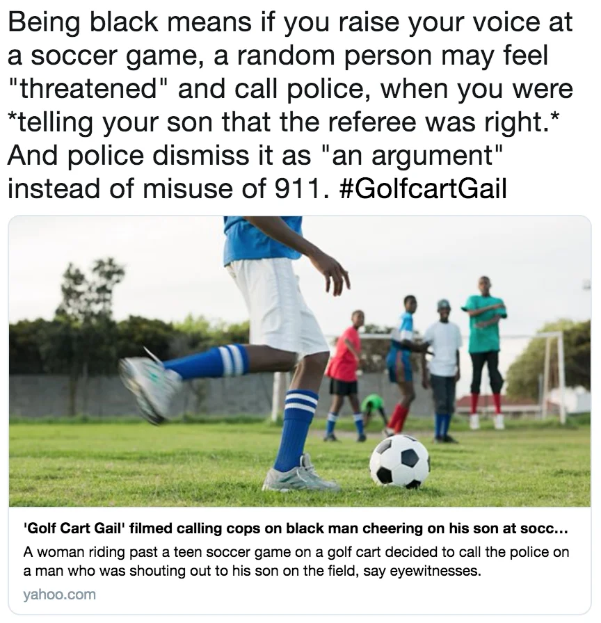 High-resolution tweet reacting to the Golf Cart Gail incident with an ABC News video embed