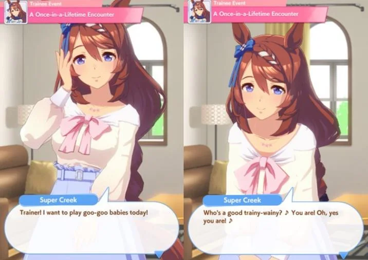 Goo Goo Babies — The goo-goo babies encounter from "Umamusume":https://knowyourmeme.com/memes/subcultures/uma-musume-pretty-derby-umamusume. In the scene Super