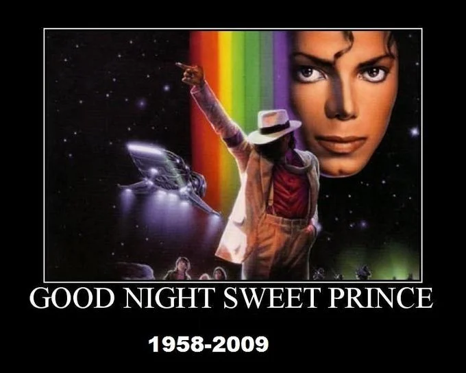 Goodnight Sweet Prince — Michael Jackson memorial image with 'Good Night Sweet Prince 1958-2009' text