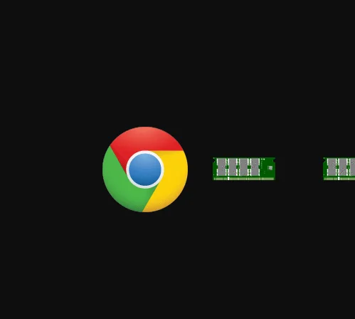 Google Chrome Ram Hog — Animated GIF of Chrome logo consuming RAM memory sticks