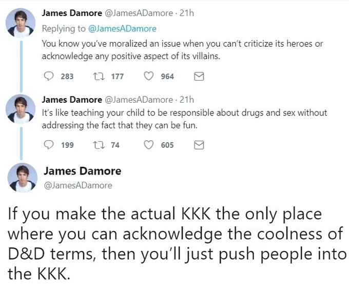 Google Manifesto — James Damore tweet thread defending his KKK poll