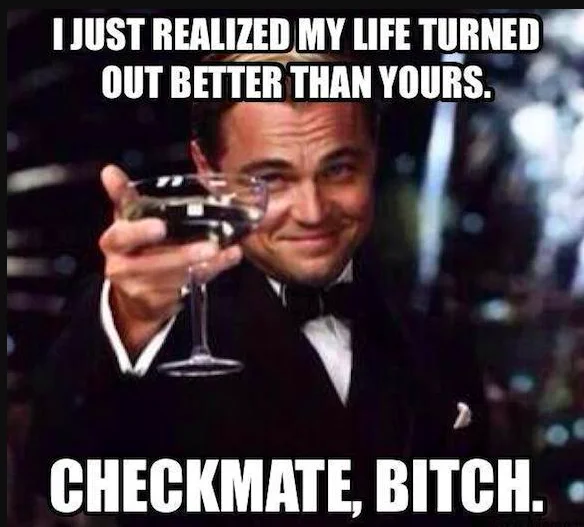 Great Gatsby Reaction — Gatsby toasting meme captioned about seeing someone else deal with an ex's BS