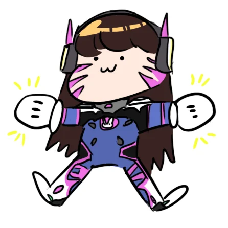 Gremlin Dva — Chibi gremlin D.Va sitting with legs splayed and arms out
