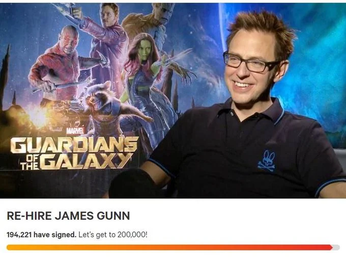 Guardians Of The Galaxy — Screenshot of a James Gunn tweet responding to the tweet controversy