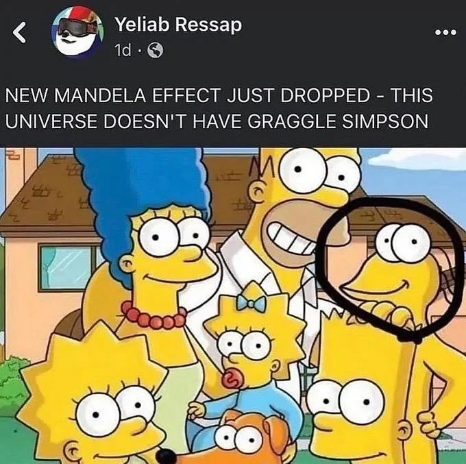 Gumbly — Facebook post about a Mandela Effect regarding Graggle Simpson