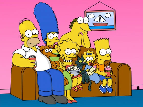 Gumbly — Simpsons couch scene with an extra yellow character inserted behind the family