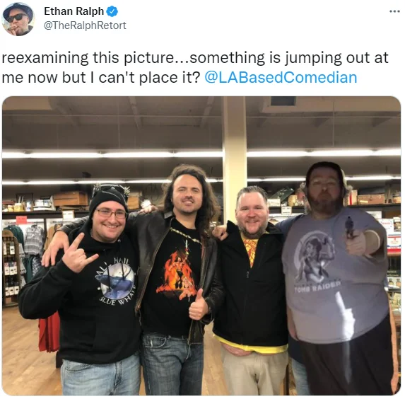 Gunt — Tweet by Ethan Ralph showing four men posing, one with a prominent belly