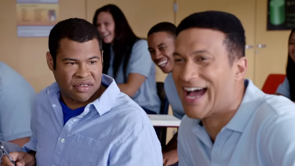 Guy Who Made the Joke vs. Guy Who Said It Louder — Jordan Peele looking annoyed while a classmate laughs loudly beside him in a Key & Peele classroom scene